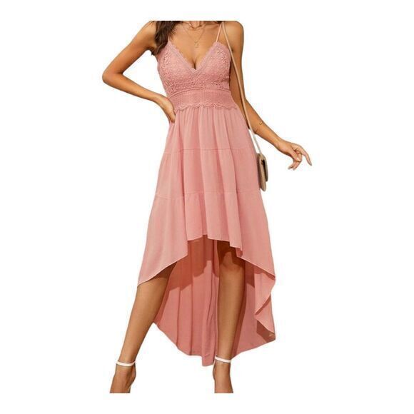 Women's Pink Barbie High Low Crochet Boho Goddess Dress Size 2X‎ - Picture 9 of 16